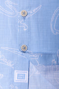 Short Sleeve Linen Blend Shirt Blue (2)