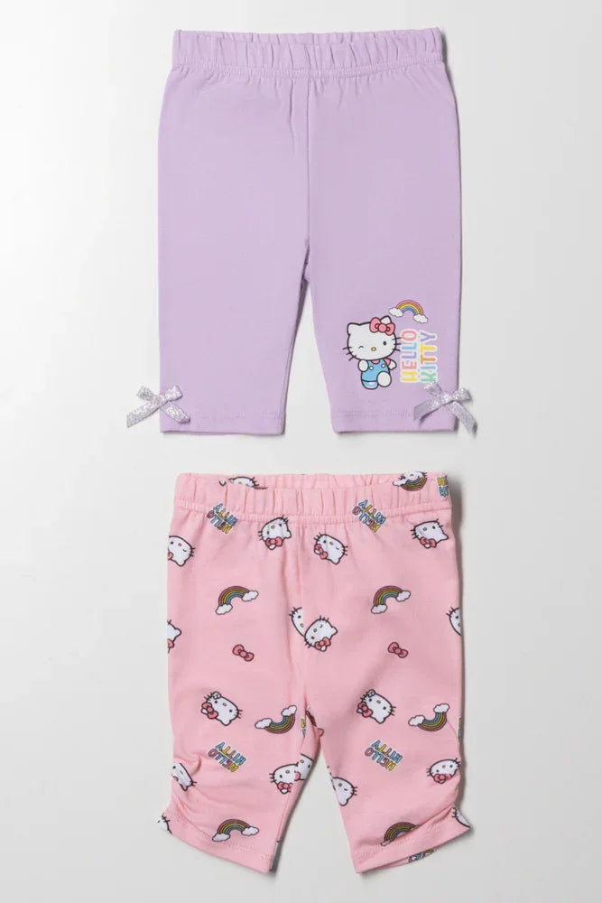 Hello Kitty 2 Pack Crop Leggings Pink