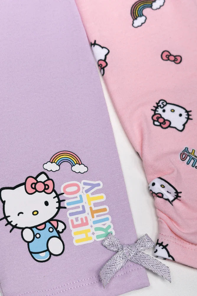 Hello Kitty 2 Pack Crop Leggings Pink