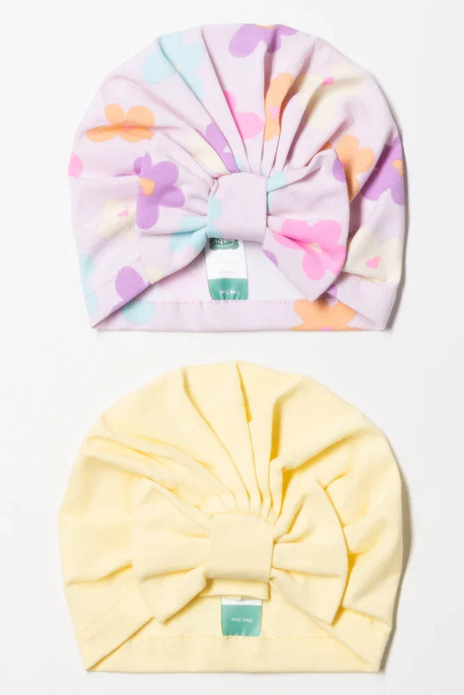 2 Pack Turbans Yellow And Pink