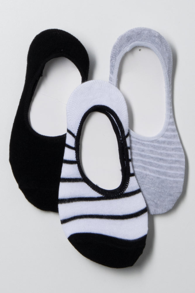 3 Pack Stripe Secret Socks Black