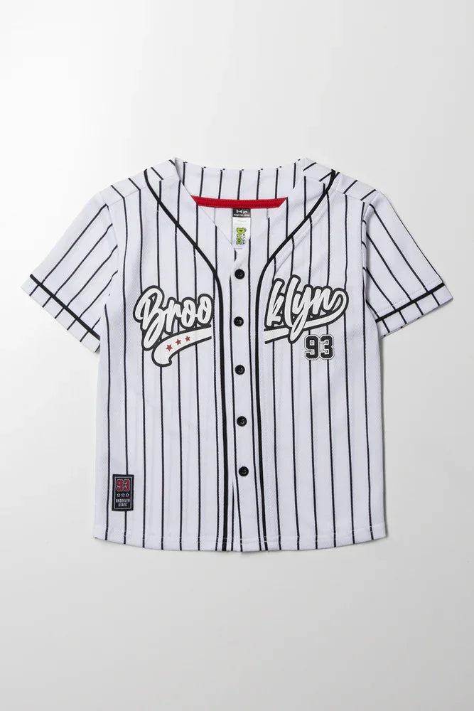 Baseball Button Through Top White