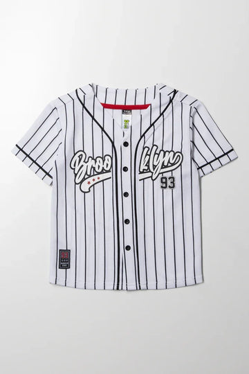 Baseball Button Through Top White