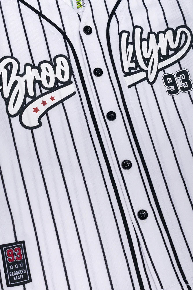 Baseball Button Through Top White