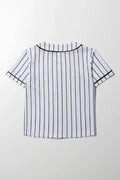 Baseball Button Through Top White (2)