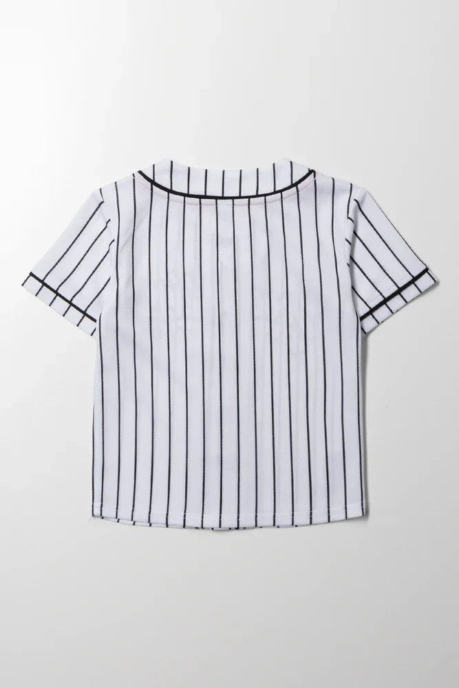 Baseball Button Through Top White (2)