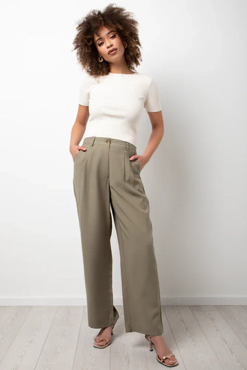 Wide Leg Tailored Pants Green