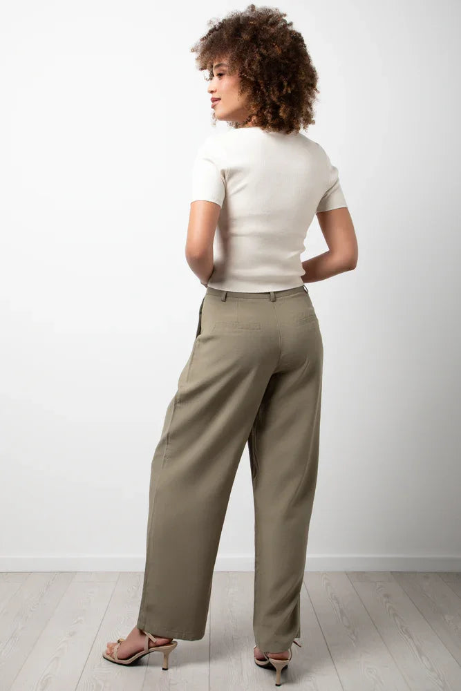 Wide Leg Tailored Pants Green (3)