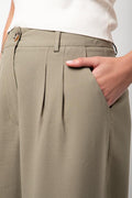 Wide Leg Tailored Pants Green (4)