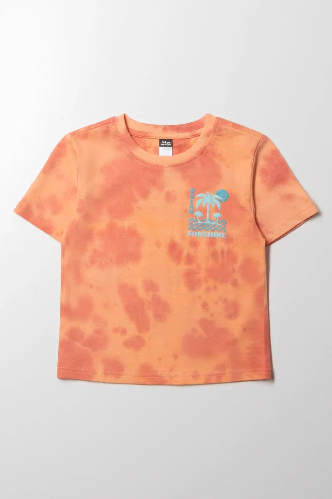Tie Dye Short Sleeve T-Shirt Peach