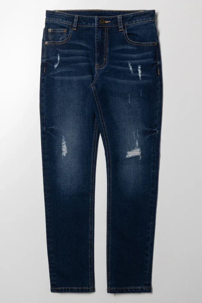 Rip And Repair Skinny Denim Jean Blue