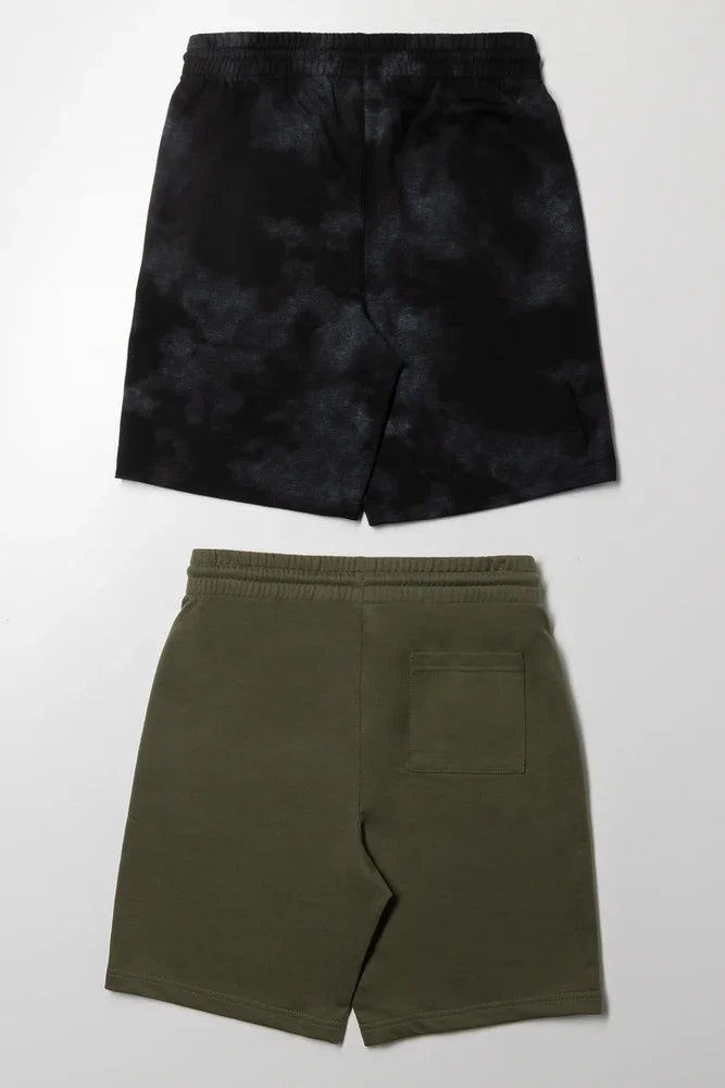 2 Pack Shorts Black And Green (2)