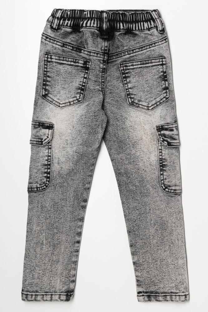 Cargo Slim Leg Denim Jeans Dark Grey (2)