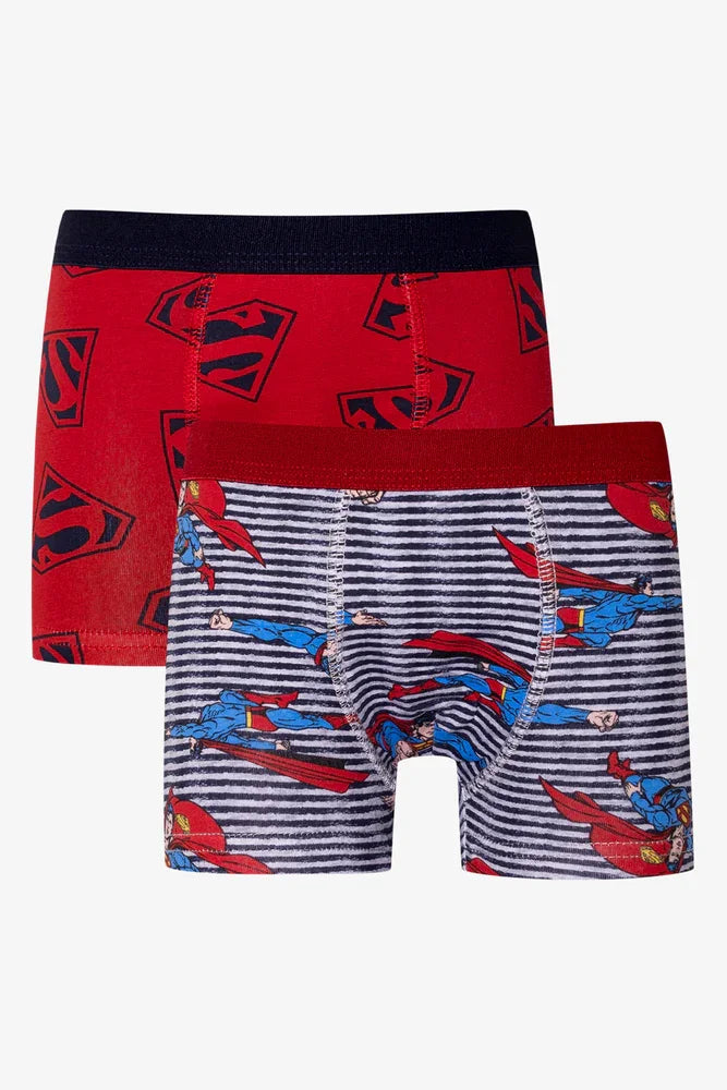 Superman 2 Pack Boxers Red And Grey