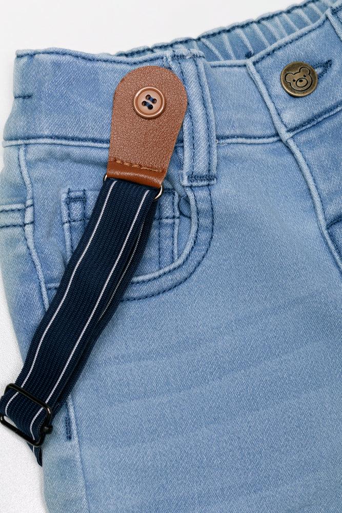 Denim Shorts With Brace Light Blue