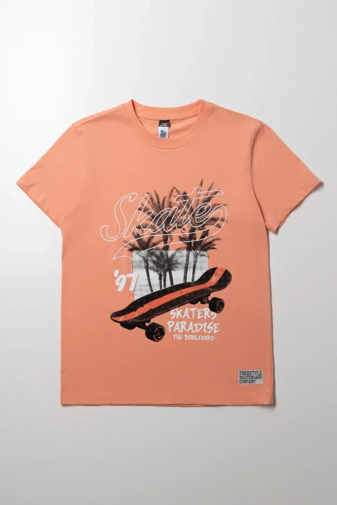 Skate Short Sleeve T-Shirt Orange