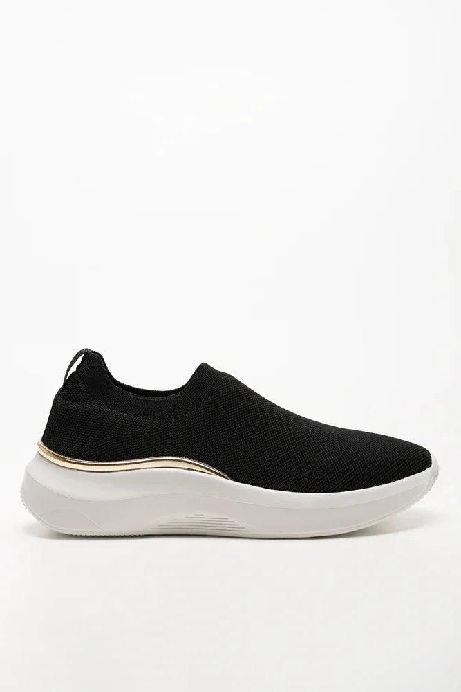 Knit With Metal Trim Trainers Black