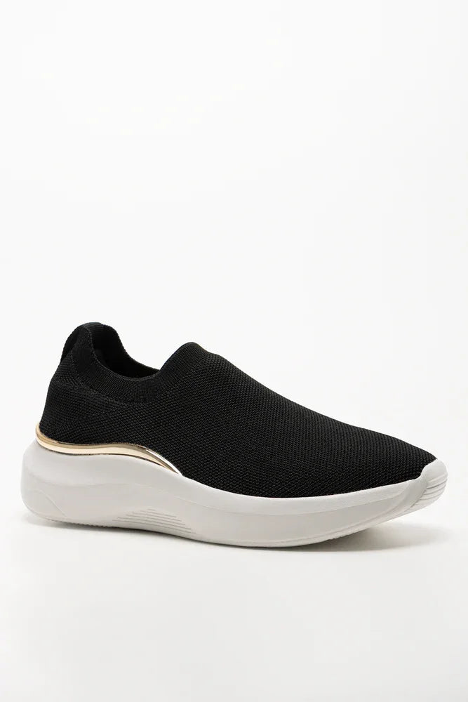Knit With Metal Trim Trainers Black