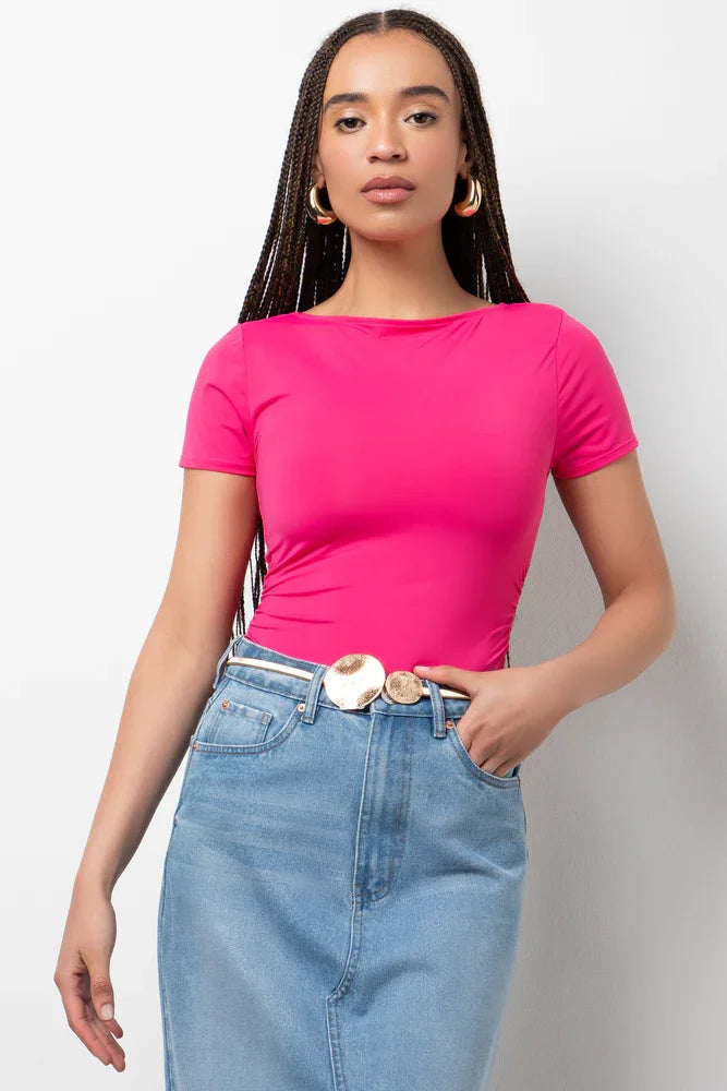 Short Sleeve Bodysuit Pink