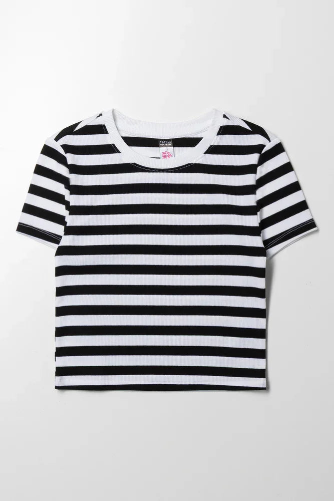 Stripe Short Sleeve T-Shirt Black And White