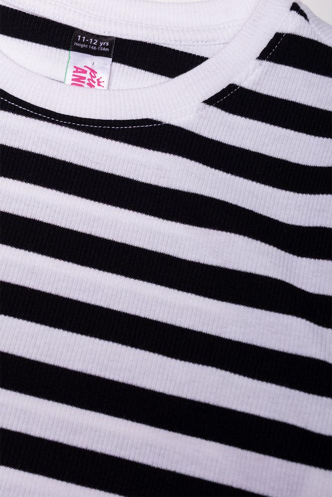 Stripe Short Sleeve T-Shirt Black And White