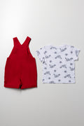 Dungaree Set Red (3)