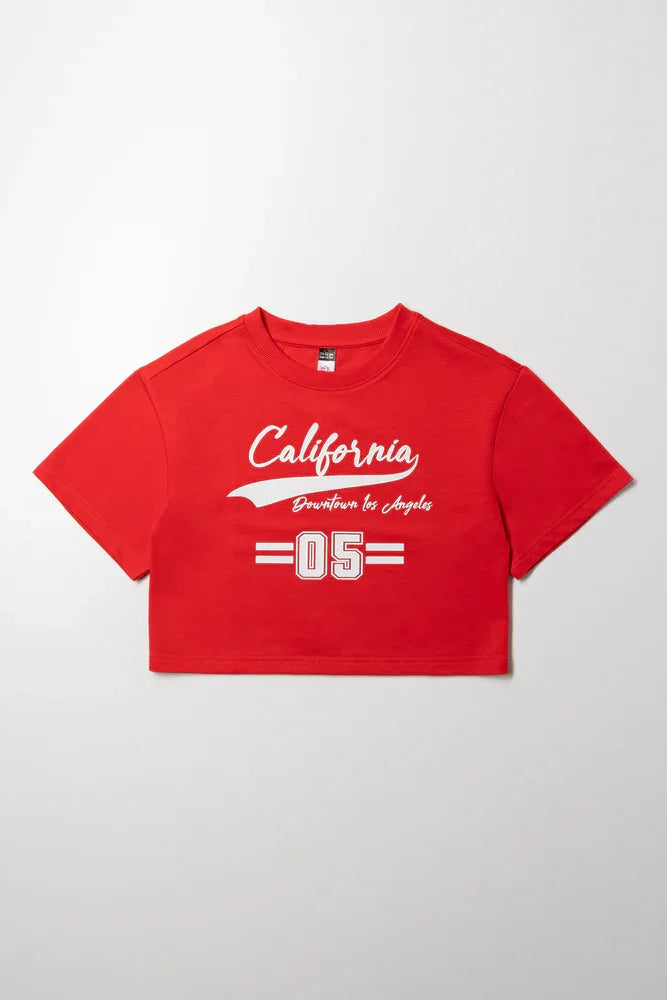Boxy Printed T-Shirt Red
