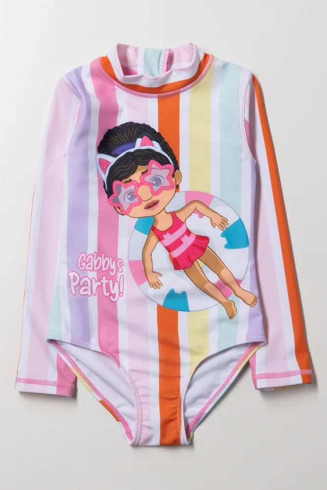 Gabby's Dollhouse Long Sleeve Swimsuit Multi