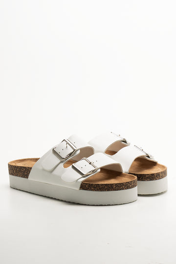 Platform Double Strap Platform White