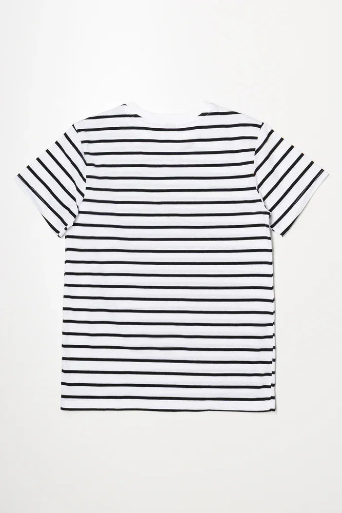 Stripe Short Sleeve T-Shirt Black And White (2)