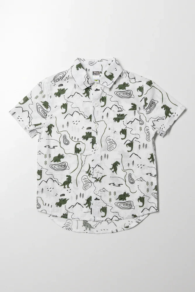 Dino Adventure Short Sleeve Shirt White