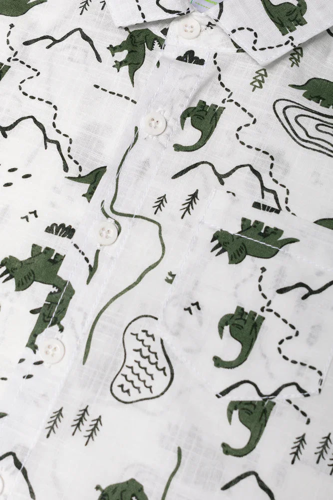 Dino Adventure Short Sleeve Shirt White