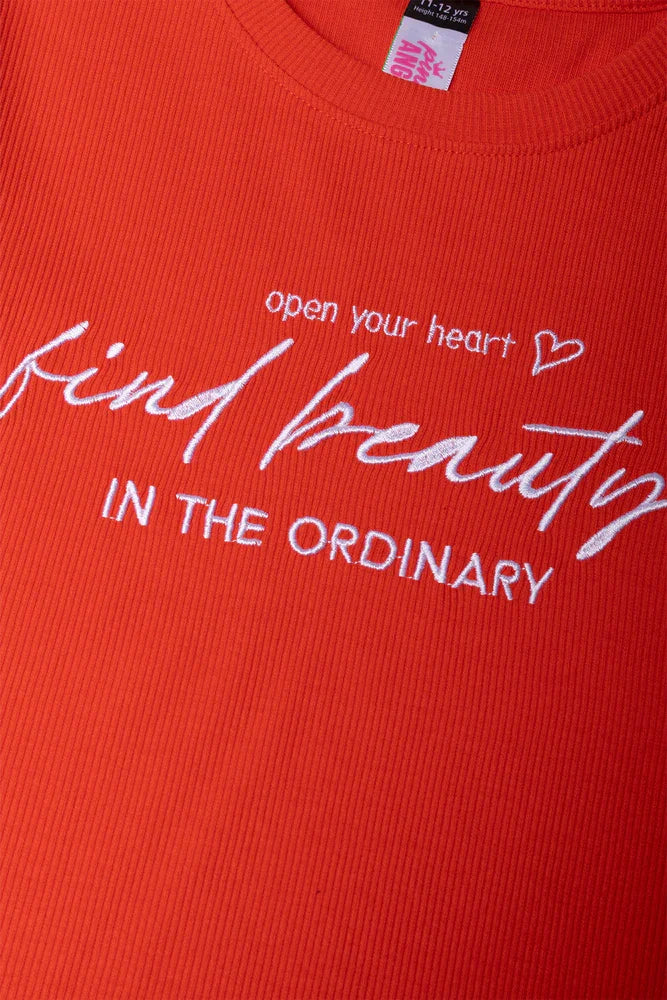 Find Beauty Rib Short Sleeve T-Shirt Red