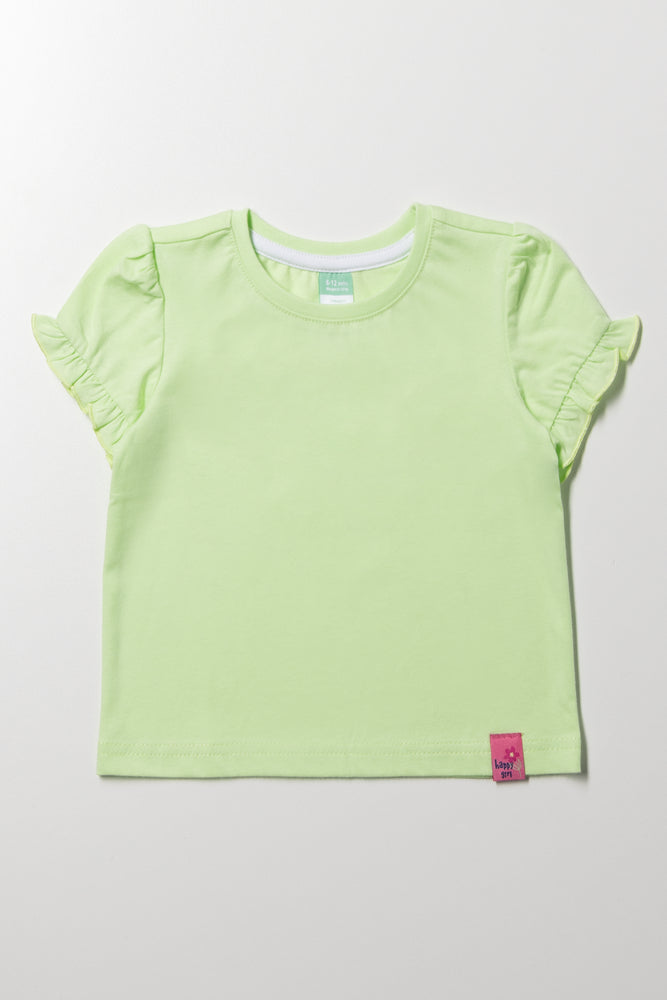 Frill Sleeve T-Shirt Green