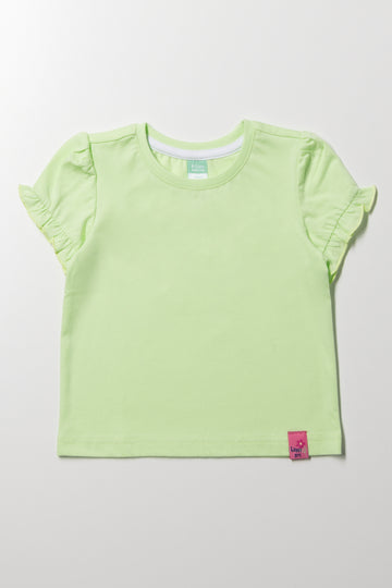 Frill Sleeve T-Shirt Green