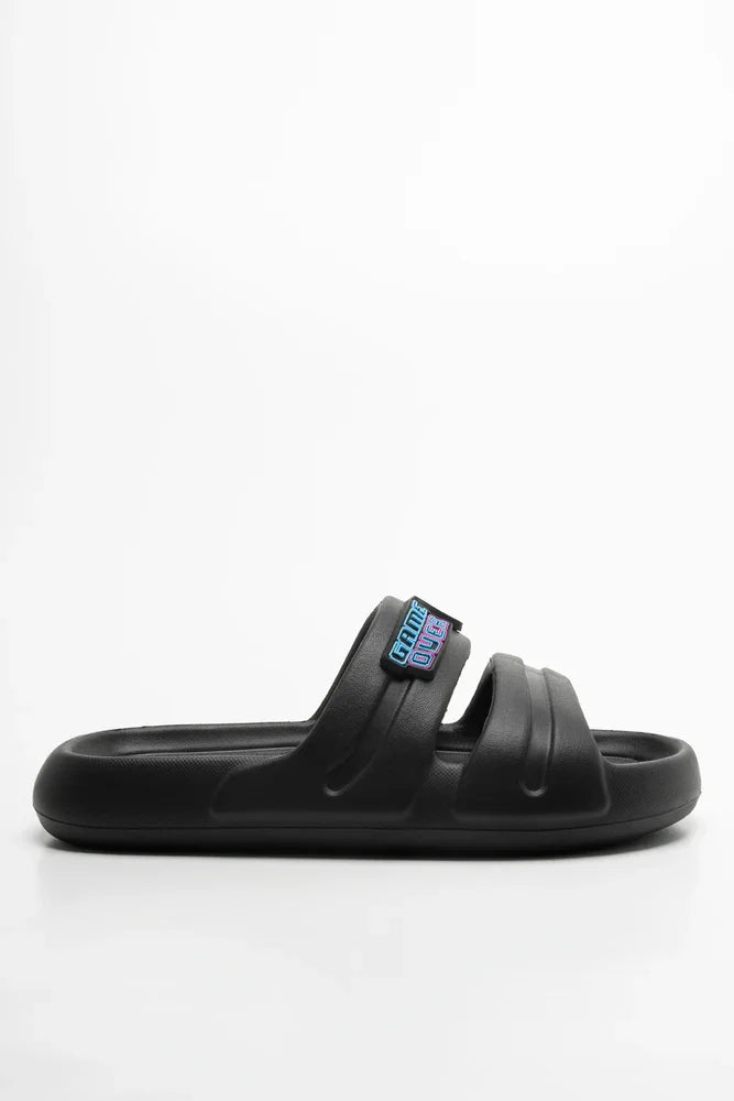Double Band Slides Black