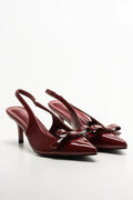 Pointy Bow Slingback Heel Burgundy