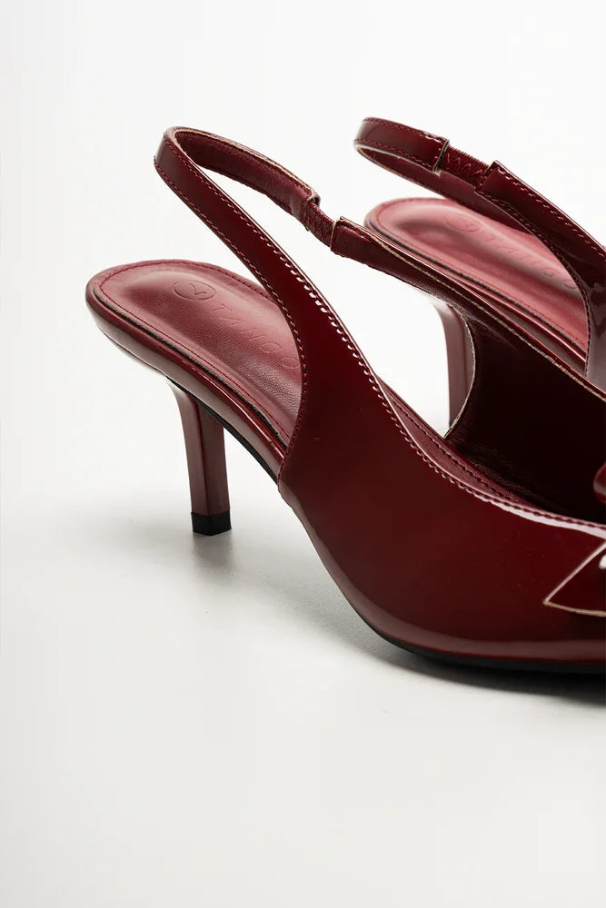 Pointy Bow Slingback Heel Burgundy (2)