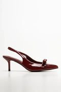Pointy Bow Slingback Heel Burgundy (3)