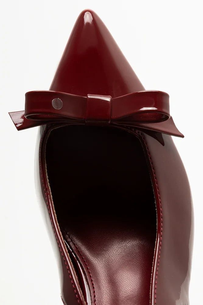 Pointy Bow Slingback Heel Burgundy (4)