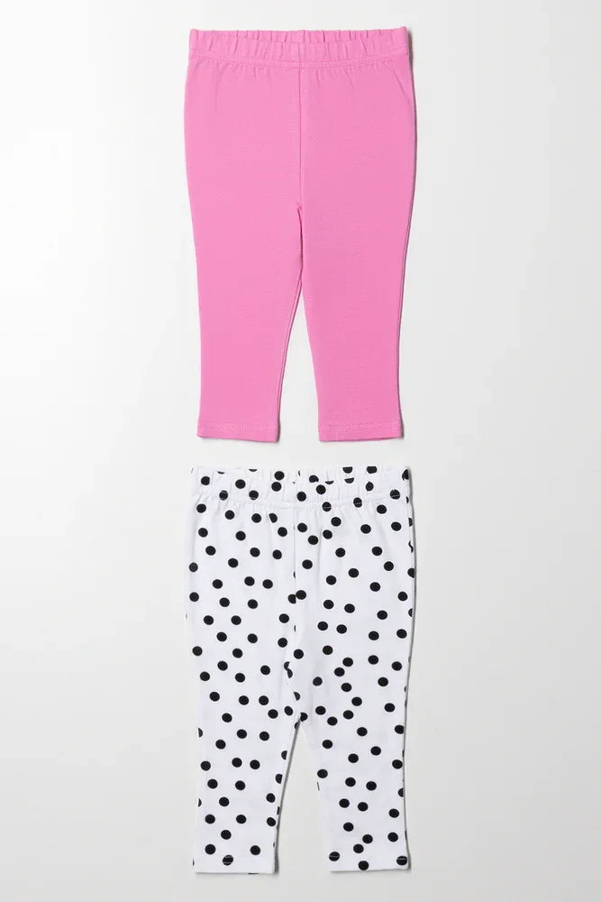 2 Pack Leggings Pink And White