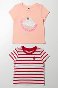 2 Pack Ice Cream T-Shirts Peach & White