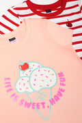 2 Pack Ice Cream T-Shirts Peach & White (1)