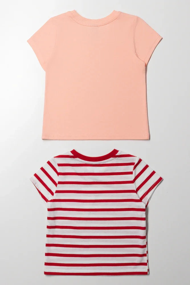 2 Pack Ice Cream T-Shirts Peach & White (2)