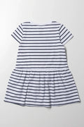 Stripe Dropped Waist T-Shirt Dress Navy And White (2)