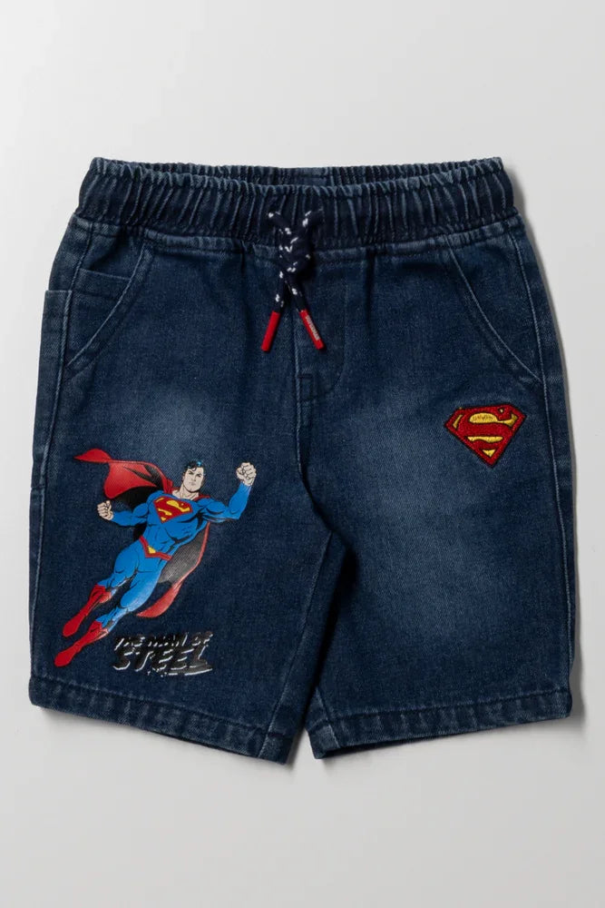 Superman Denim Shorts Blue