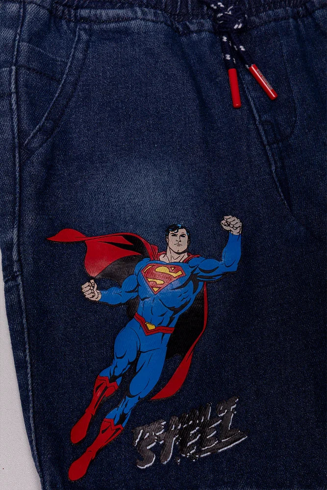 Superman Denim Shorts Blue