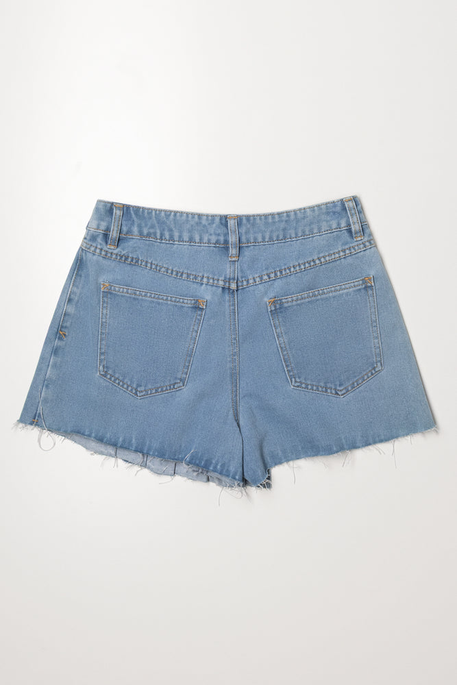 Denim Pleated Skort Light Blue (2)