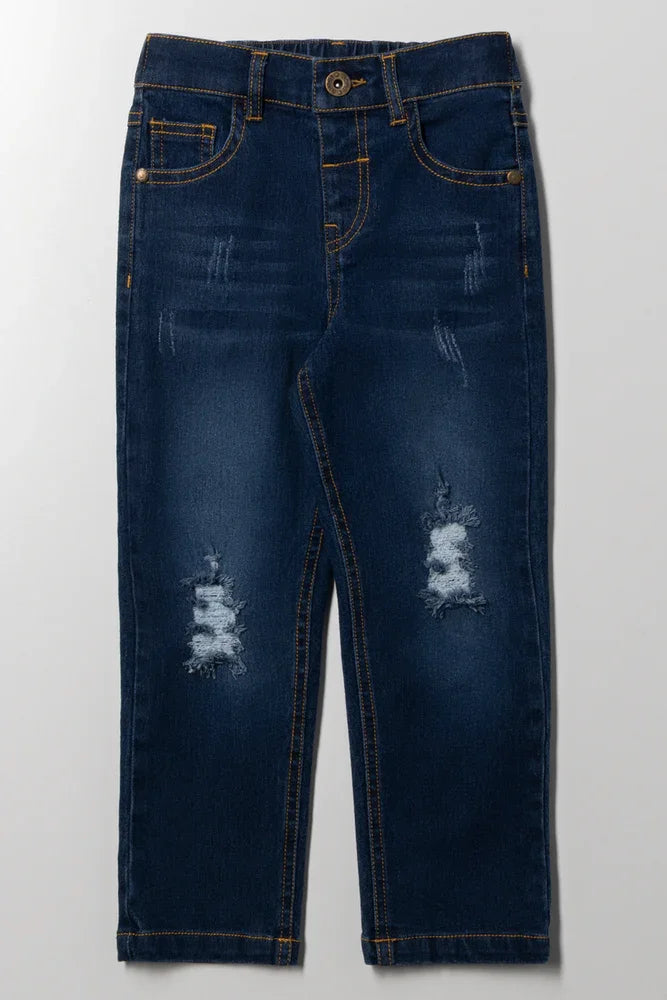 Straight Leg Denim Jeans Blue