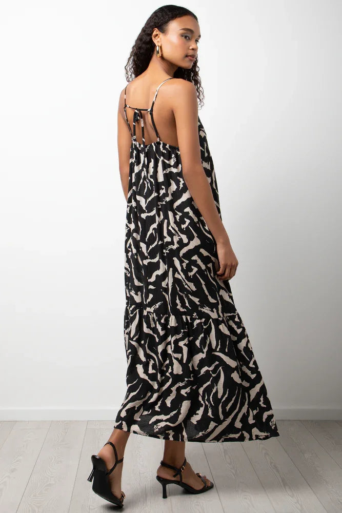 Textured Strappy Maxi Dress Black (2)